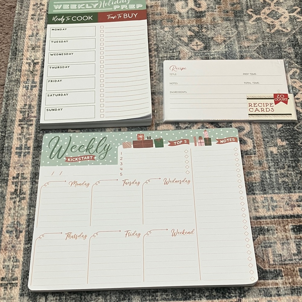 Holiday Weekly Planner and Recipe Card Set